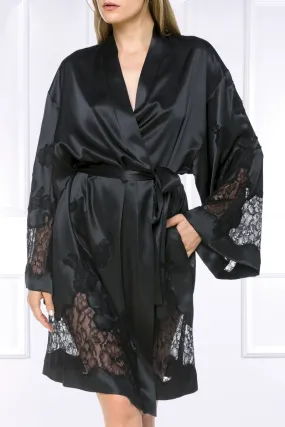 Coemi - Ayana Satin Kimono - Schwarz