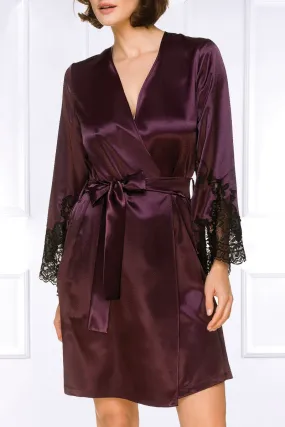 Coemi - Jemma Satin Kimono - Damson/Schwarz