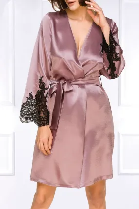 Coemi - Jemma Satin Kimono - Dusty Pink/Schwarz